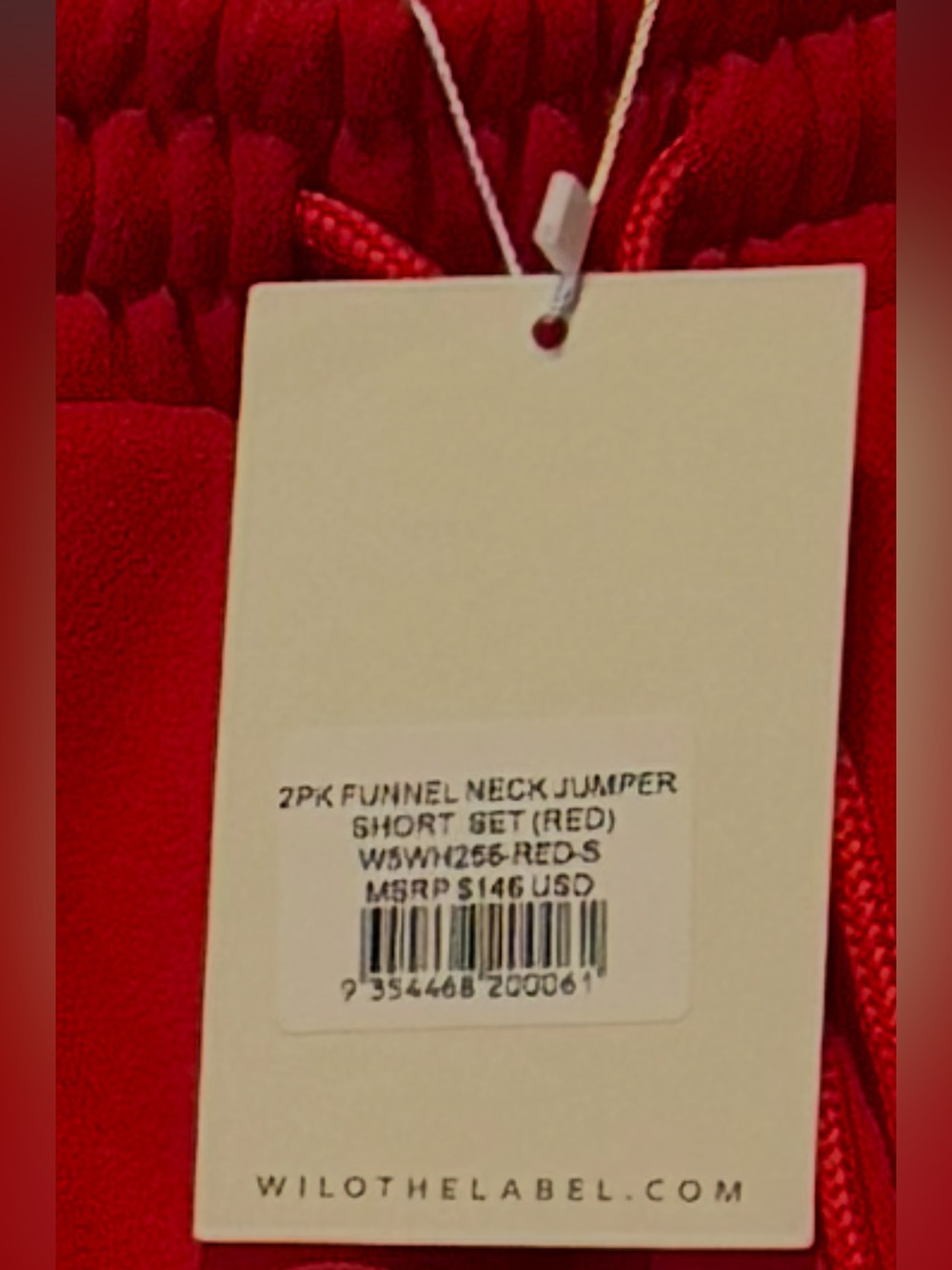 NWT Wilo the Label Active Sporty Funnel Mock Neck Sweatshirt Shorts Set Red Sm - Picture 7 of 8